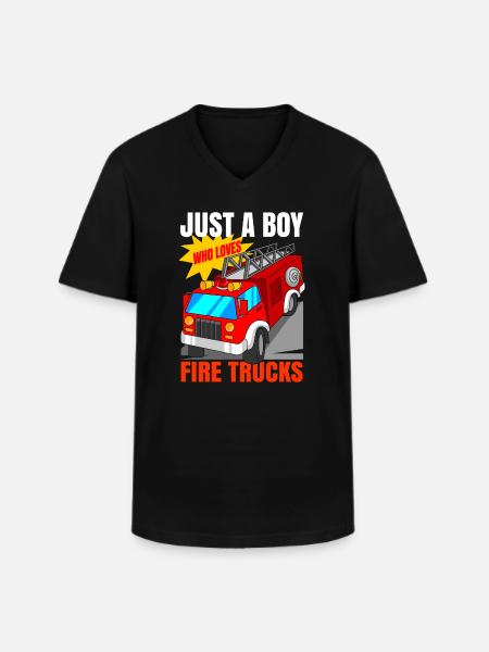 Fire Brigade Fire Engine Boys - Men's V-Neck T-Shirt - black
