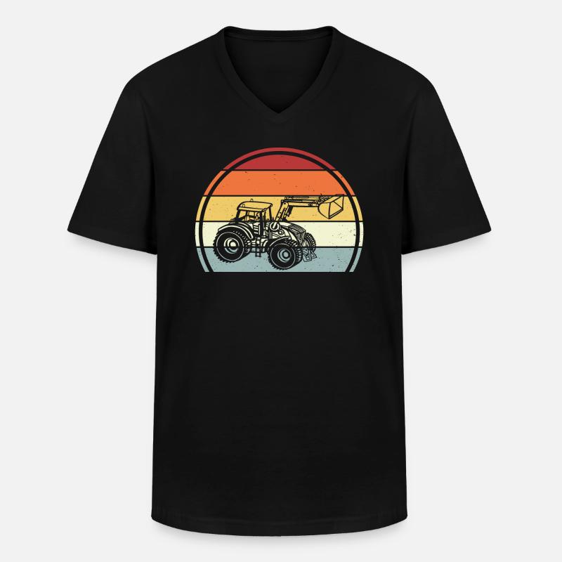 Traktor - Männer-T-Shirt mit V-Ausschnitt - Schwarz