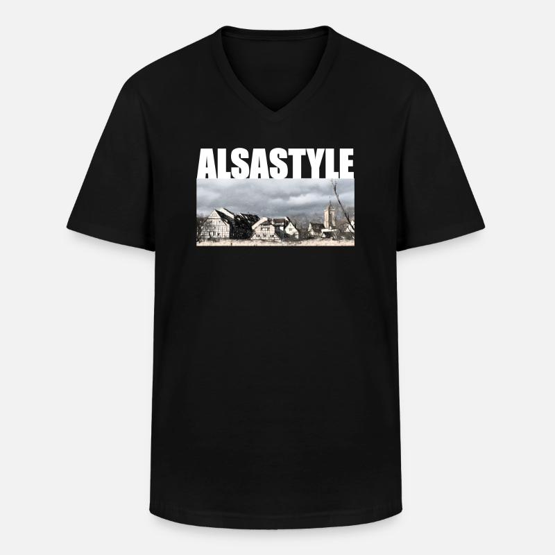 Alsastyle - Männer-T-Shirt mit V-Ausschnitt - Schwarz