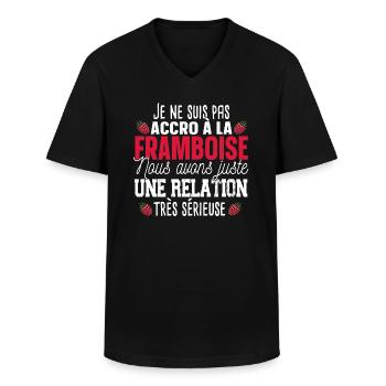 Framboise Fruit Relation Cadeau Humour Rouge - T-shirt col V Homme - noir - Devant - AI Model Male 178 dark (178cm)
