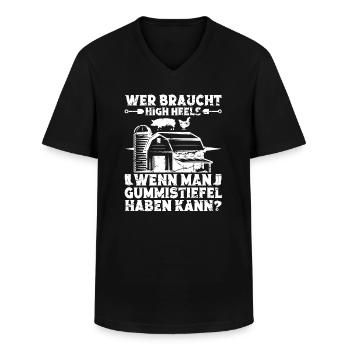 Landwirt Gummistiefel Bauer Traktor Hektar - Männer-T-Shirt mit V-Ausschnitt - Schwarz - Vorne - AI Model Male 178 dark (178cm)