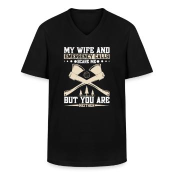 Bois De Découpe Bûcheron Corde Bûcheron Équipement Ba - T-shirt col V Homme - noir - Devant - AI Model Male 178 dark (178cm)