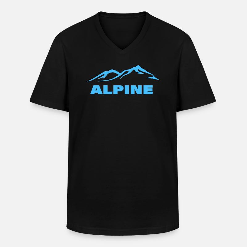 ALPINE - Männer-T-Shirt mit V-Ausschnitt - Schwarz