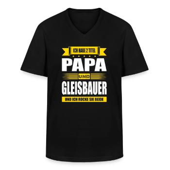 Zwei Titel Papa Und Gleisbauer Gleisbau Spruch - Männer-T-Shirt mit V-Ausschnitt - Schwarz - Vorne - AI Model Male 178 dark (178cm)
