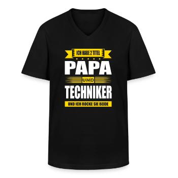 Zwei Titel Papa Und Techniker Prüfung Abschluss - Männer-T-Shirt mit V-Ausschnitt - Schwarz - Vorne - AI Model Male 178 dark (178cm)