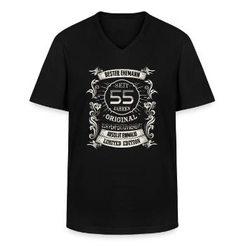 55 Hochzeitstag EheSeit 55 Jahren Platinhochzeit - Männer-T-Shirt mit V-Ausschnitt - Schwarz - Vorne - AI Model Male 178 dark (178cm)