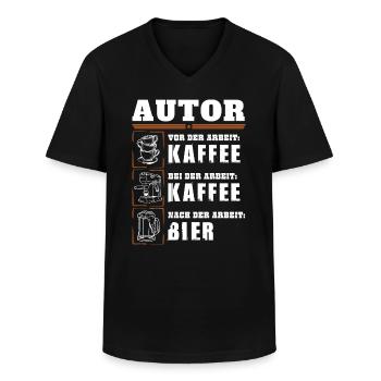 My daily routine as an author - Men's V-Neck T-Shirt - black - Front - AI Model Male 178 dark (178cm)