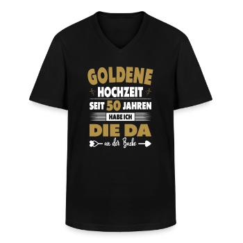50. Hochzeitstag 50 Jahre Ehe Goldene Hochzeit - Männer-T-Shirt mit V-Ausschnitt - Schwarz - Vorne - AI Model Male 178 dark (178cm)