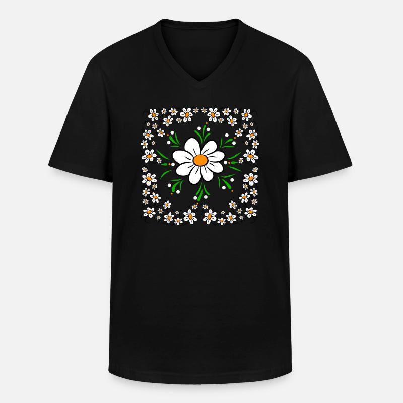 Gänseblümchen Blumenwiese Blumenmuster Blume - Männer-T-Shirt mit V-Ausschnitt - Schwarz