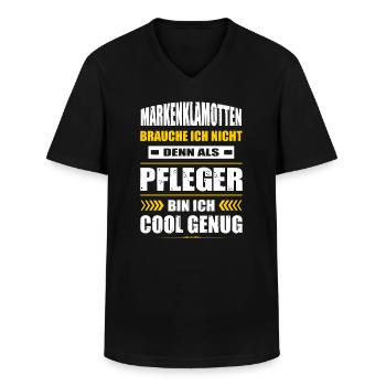 Markenklamotten Brauche Ich Nicht Pfleger Pflege - Männer-T-Shirt mit V-Ausschnitt - Schwarz - Vorne - AI Model Male 178 dark (178cm)