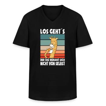 Los Gehts Der Tag Versaut Sich Nicht Von Selbst - Männer-T-Shirt mit V-Ausschnitt - Schwarz - Vorne - AI Model Male 178 dark (178cm)
