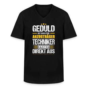 Geduld Ist Was Für Anzugträger Techniker Spruch - Männer-T-Shirt mit V-Ausschnitt - Schwarz - Vorne - AI Model Male 178 dark (178cm)