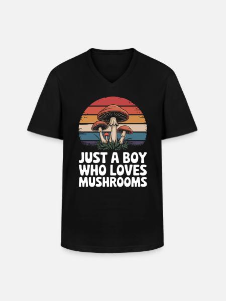 Champignons Champignons Champignon Champignon - T-shirt col V Homme - noir