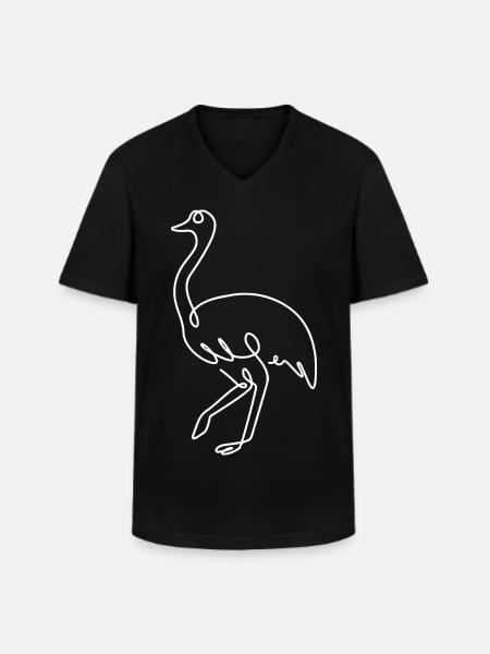 Ostrich Sketch – Elegant Animal Drawing - Men's V-Neck T-Shirt - black