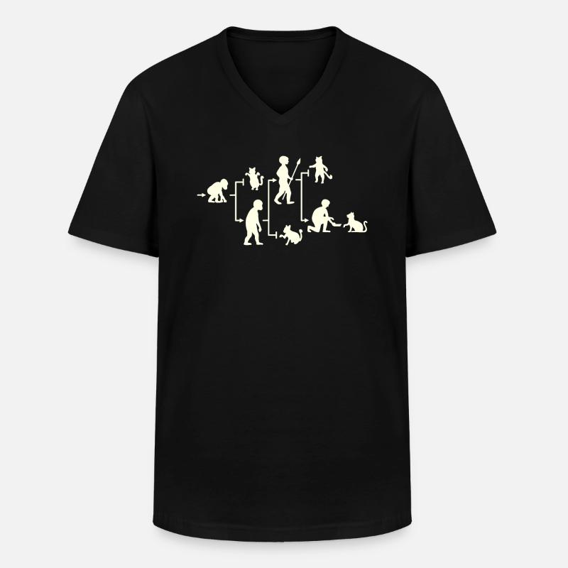 Cat Man Directed Evolution - Men's V-Neck T-Shirt - black