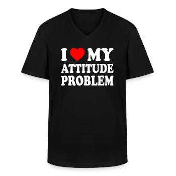 i love my attitude problem - T-shirt col V Homme - noir - Devant - AI Model Male 178 dark (178cm)