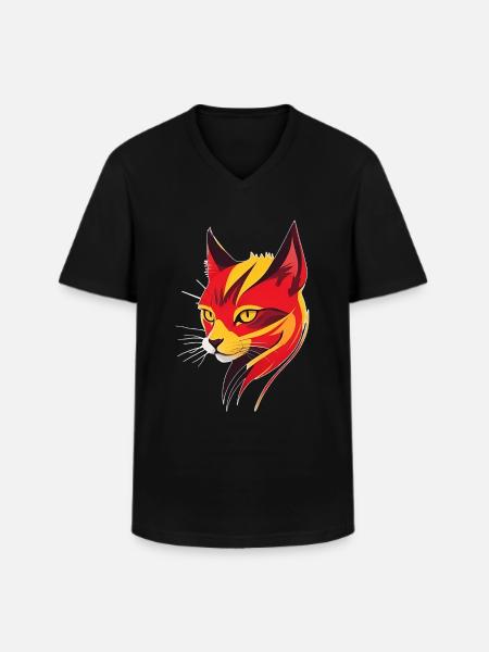 Cat - Men's V-Neck T-Shirt - black