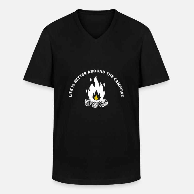 Pfadfinder Lagerfeuer - Männer-T-Shirt mit V-Ausschnitt - Schwarz