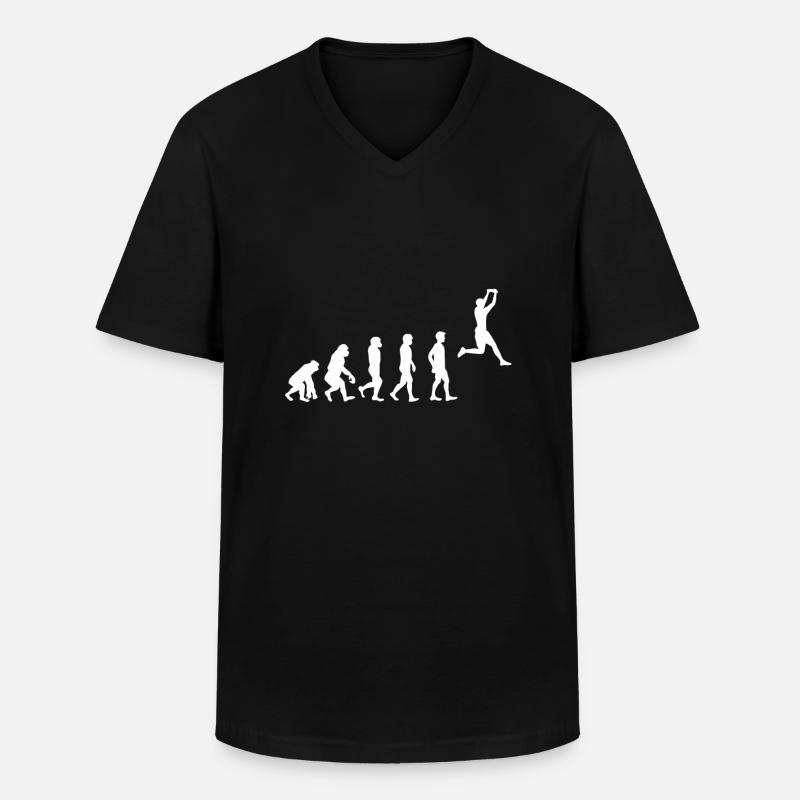 Evolution Ultimate Frisbee - Männer-T-Shirt mit V-Ausschnitt - Schwarz