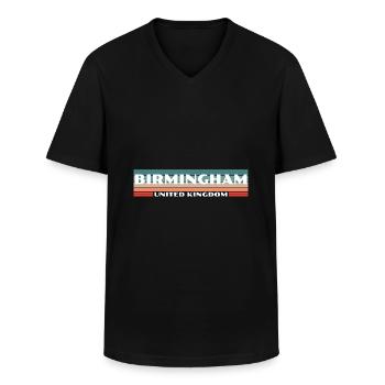 Birmingham UK British British - Men's V-Neck T-Shirt - black - Front - AI Model Male 178 dark (178cm)