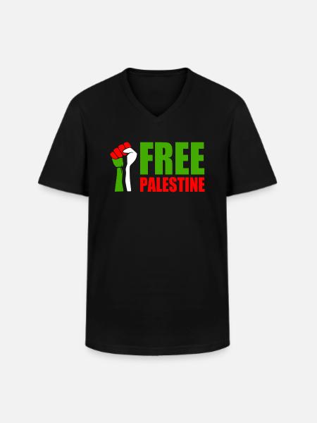 Free palestine - T-shirt col V Homme - noir