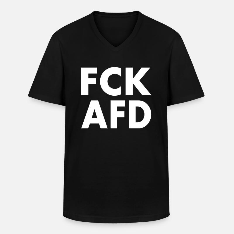 Fck afd - Männer-T-Shirt mit V-Ausschnitt - Schwarz