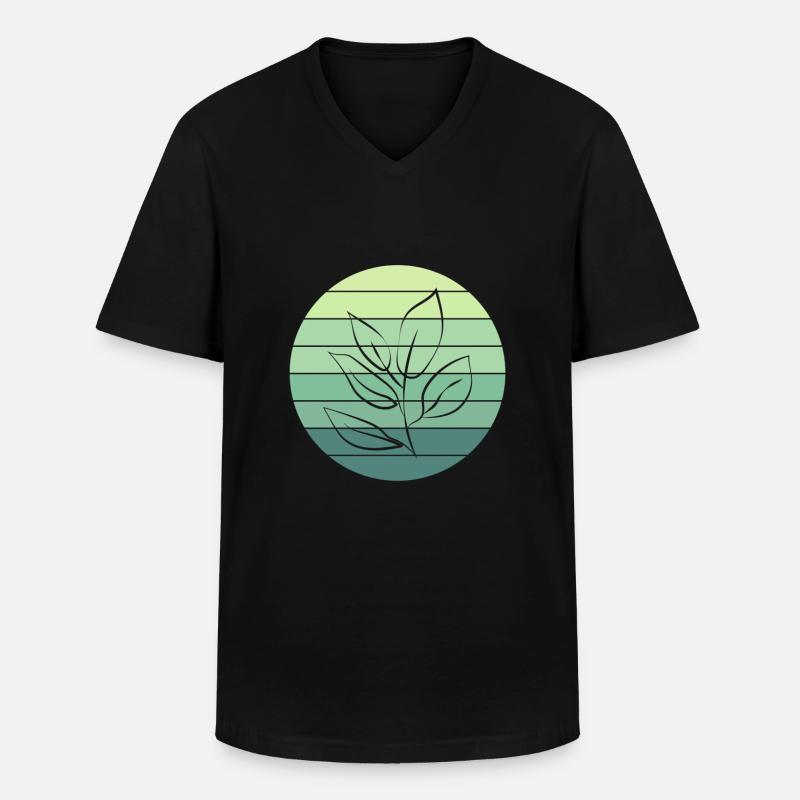Vegetable Lover's Leaf Sunset Design - Men's V-Neck T-Shirt - black