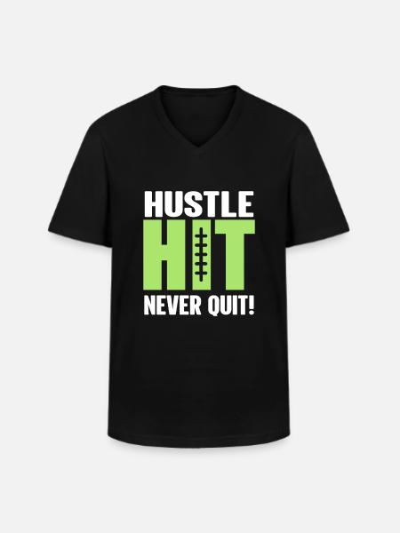 Hustle Hit never stops! - Football - Men's V-Neck T-Shirt - black