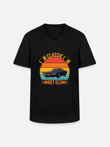 I'm classic not old - car - Men's V-Neck T-Shirt - black