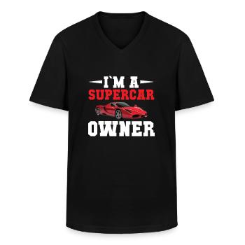 Je suis propriétaire d’une supercar - voiture - T-shirt col V Homme - noir - Devant - AI Model Male 178 dark (178cm)