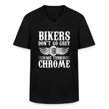 Bikers Don't Turn Grey It Will Chrome - Men's V-Neck T-Shirt - black - Front - AI Model Male 178 dark (178cm)