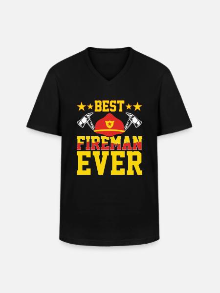 Best Firefighter Ever - Firefighter - Men's V-Neck T-Shirt - black