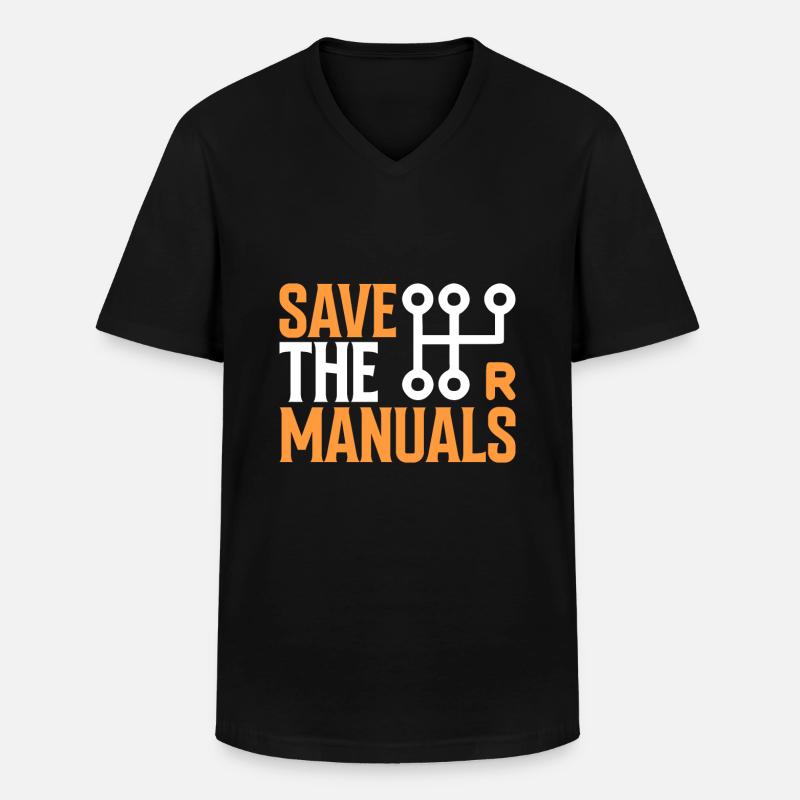 Save The Manuals - Auto - Männer-T-Shirt mit V-Ausschnitt - Schwarz