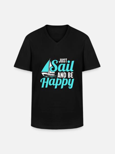 Just sail and be happy - Men's V-Neck T-Shirt - black