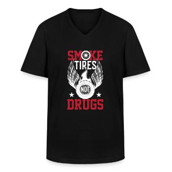 Smoke Tires, pas Drugs - T-shirt col V Homme - noir - Devant - AI Model Male 178 dark (178cm)