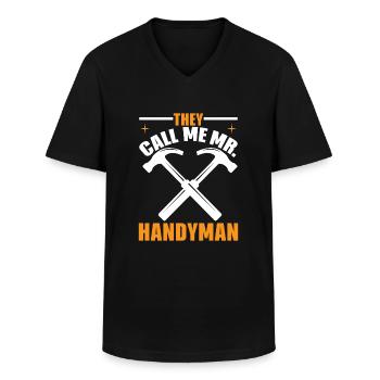 They call me Mr. Handyman - Men's V-Neck T-Shirt - black - Front - AI Model Male 178 dark (178cm)