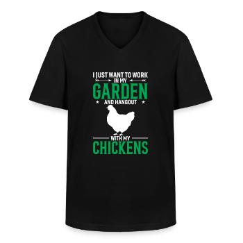 Ich möchte nur in meinem Garten arbeiten und mit ihm abhängen - Männer-T-Shirt mit V-Ausschnitt - Schwarz - Vorne - AI Model Male 178 dark (178cm)