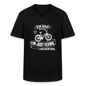 Je ne fais pas d’excès de vitesse, je vole juste bas sur mon vélo. - T-shirt col V Homme - noir - Devant - AI Model Male 178 dark (178cm)