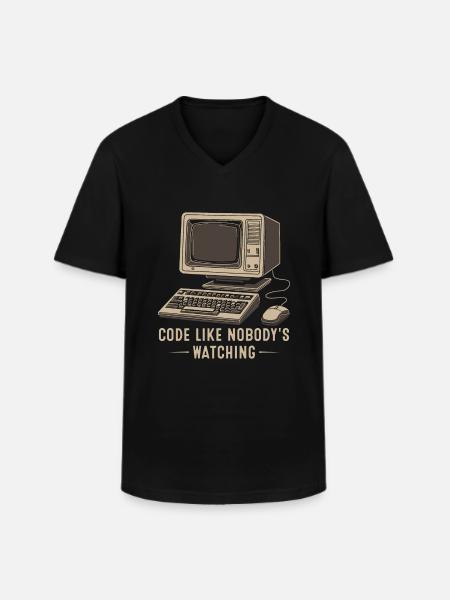 Code like nobody's watching. - Men's V-Neck T-Shirt - black