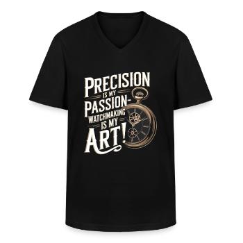 Präzision ist meine Leidenschaft – Uhrmacherei ist meine Kunst! - Männer-T-Shirt mit V-Ausschnitt - Schwarz - Vorne - AI Model Male 178 dark (178cm)