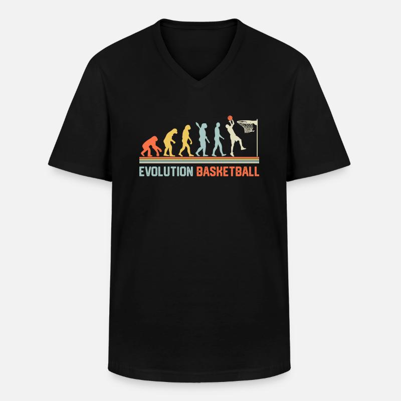 Basketball Evolution - Männer-T-Shirt mit V-Ausschnitt - Schwarz