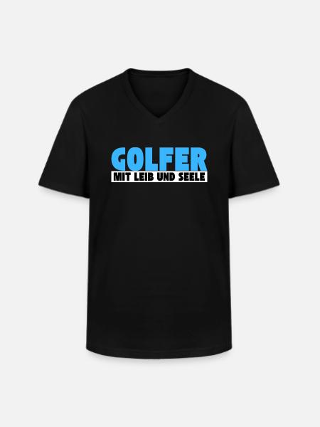 Golfer mit Leib und Seele - Männer-T-Shirt mit V-Ausschnitt - Schwarz