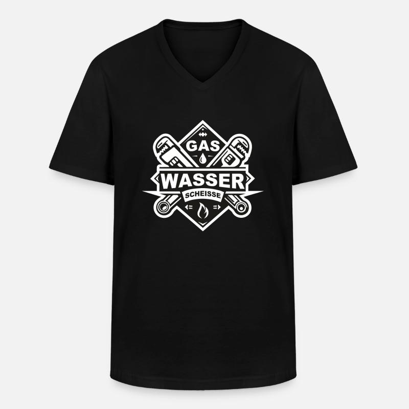 Gas Wasser Scheisse Klempner - Männer-T-Shirt mit V-Ausschnitt - Schwarz
