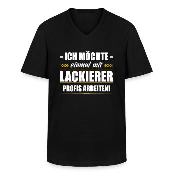 Einmal Mit Lackierer Profis Arbeiten Sprüche Fun - Männer-T-Shirt mit V-Ausschnitt - Schwarz - Vorne - AI Model Male 178 dark (178cm)