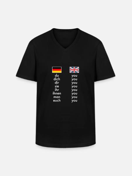 Engelsk Tysk Grammatik Læring Sjove lærere - Klassisk herre T-shirt med V-udskæring - sort