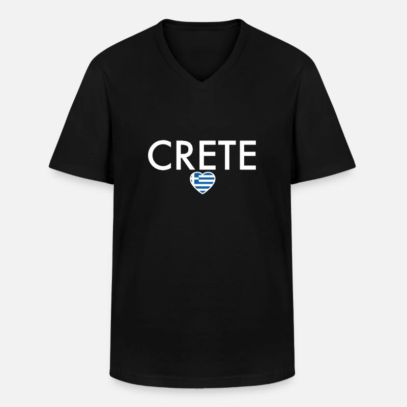 Crète Grèce Drapeau grec Grec - T-shirt col V Homme - noir
