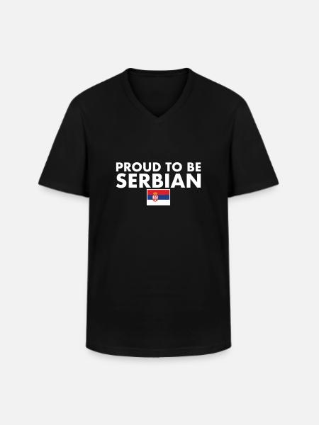 Proud To Be Serbian Serbia Serbian Flag Serbia - Men's V-Neck T-Shirt - black