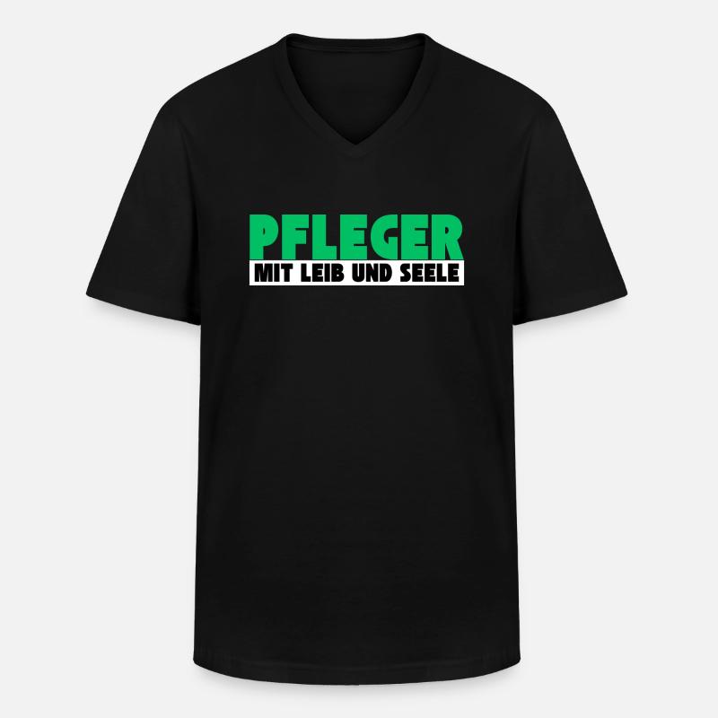 Pfleger mit Leib und Seele - Männer-T-Shirt mit V-Ausschnitt - Schwarz