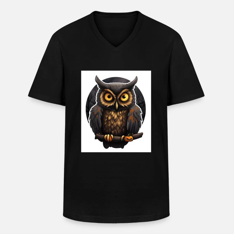 Eule - Männer-T-Shirt mit V-Ausschnitt - Schwarz