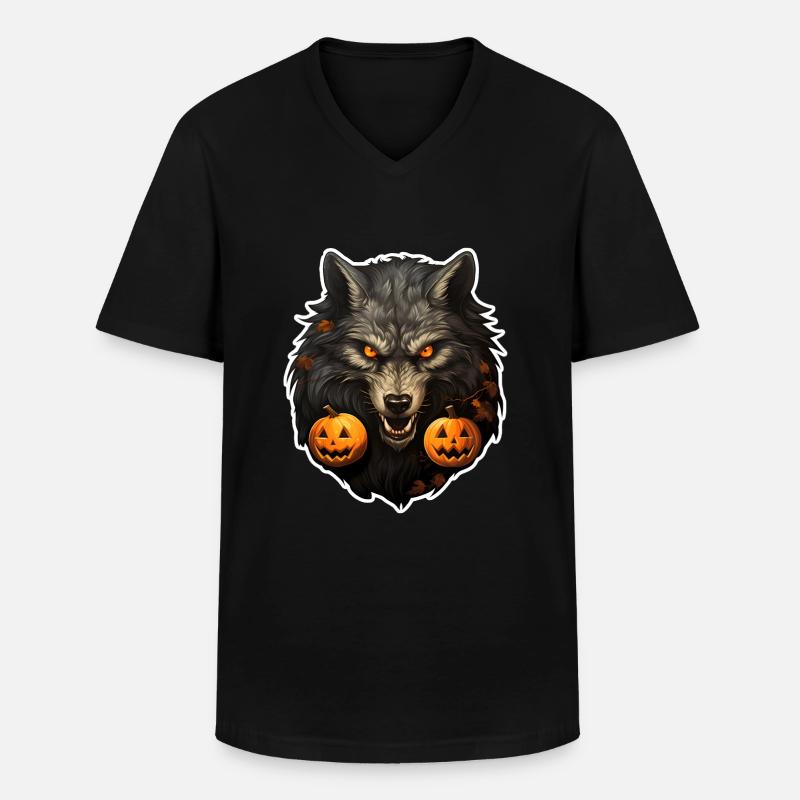 Halloween Wolf 3 - Männer-T-Shirt mit V-Ausschnitt - Schwarz